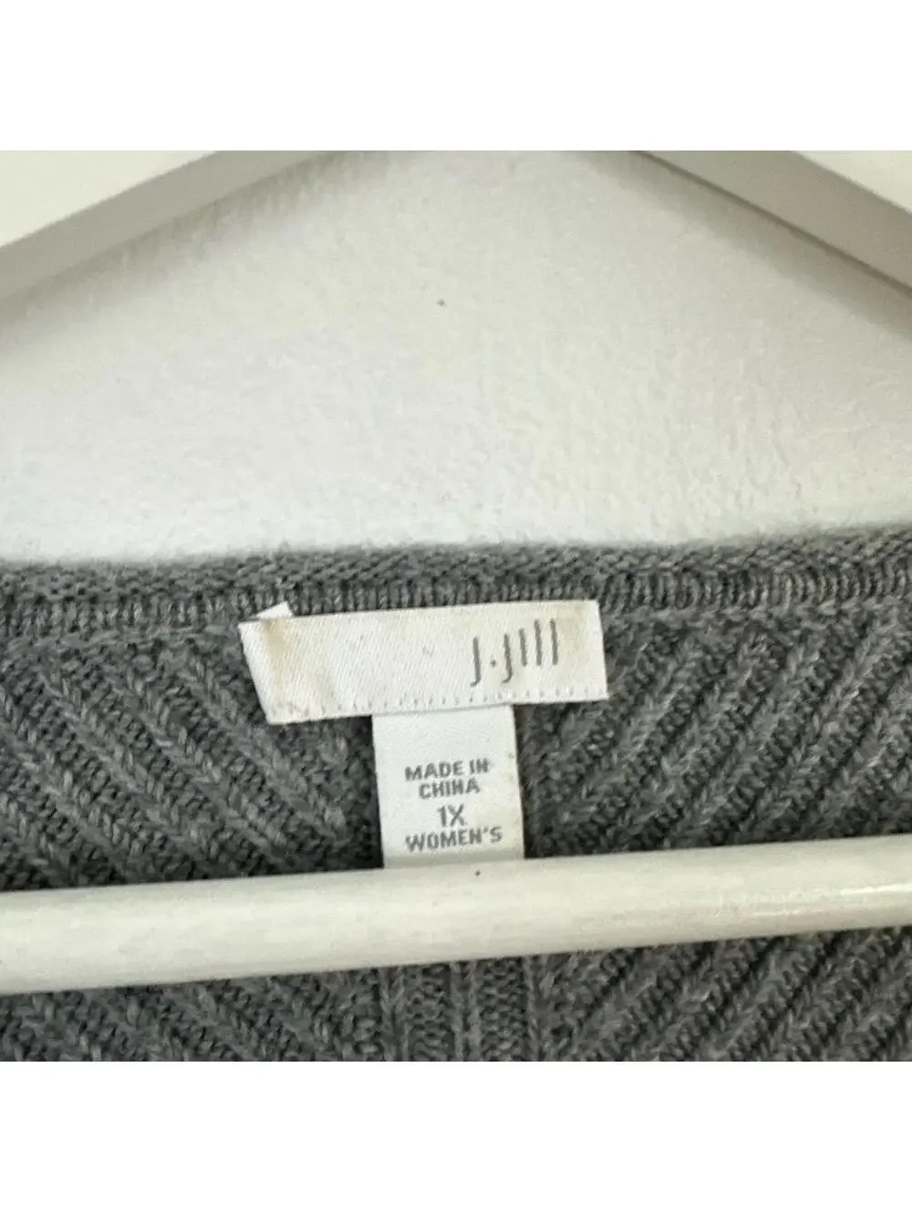 J. Jill Women’s Grey V-Neck Long Sleeve Sweater Size 1X - Picture 3 of 5